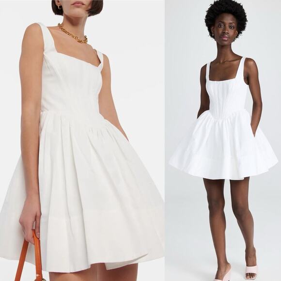 STAUD Dresses & Skirts - Staud Landscape Corset Mini Dress White Size 12 Babydoll Tulle Skirt